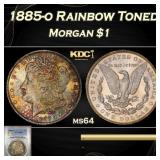 PCGS 1885-o Morgan Dollar Rainbow Toned $1 ms64 PC