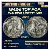 1942-s Walking Liberty Half Dollar TOP POP! 50c ms