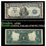 1899 $5 Large Size Silver Certificate Oncpapa Indi