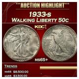 1933-s Walking Liberty Half Dollar 50c ms65+ SEGS