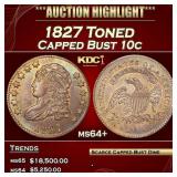 1827 Capped Bust Dime Toned 10c ms64+ SEGS