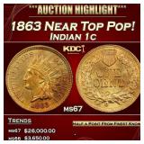 1863 Indian Cent Near Top Pop! 1c ms67 SEGS