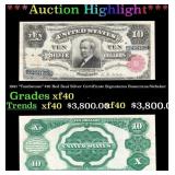 1891 $10 Red Seal Silver Certificate "Tombstone" G