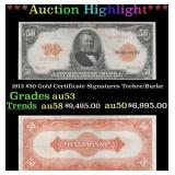 1913 $50 Gold Certificate Grades Select AU Signatu
