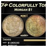 1887-p Morgan Dollar Colorfully Toned $1 ms66+ SEG