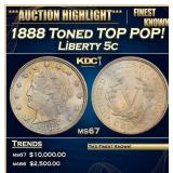 1888 Liberty Nickel Toned TOP POP! 5c ms67 SEGS