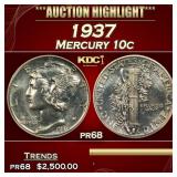 1937 Proof Mercury Dime 10c pr68 SEGS