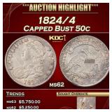1824/4 Capped Bust Half Dollar 50c ms62 USCG