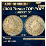1900 Liberty Nickel Toned TOP POP! 5c ms67 SEGS