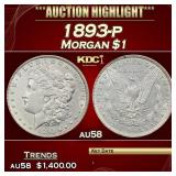 1893-p Morgan Dollar $1 au58 SEGS