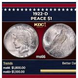 1922-d Peace Dollar $1 ms66 SEGS