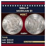 1884-p Morgan Dollar $1 Grades ms64+
