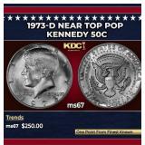 1973-d Kennedy Half Dollar Near Top Pop 50c ms67 S