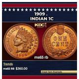 1909 Indian Cent . 1c Grades ms65 rb