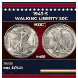 1943-s Walking Liberty Half Dollar 50c Grades ms66