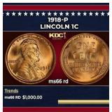 1918-p Lincoln Cent 1c ms66 rd SEGS