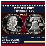 1962 Proof Franklin Half Dollar TOP POP! 50c pr69