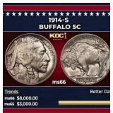 1914-s Buffalo Nickel 5c ms66 SEGS