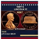 1987-s Proof Lincoln Cent 1c pr70 rd dcam SEGS
