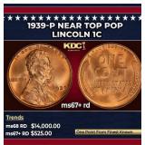 1939-p Lincoln Cent Near Top Pop 1c ms67+ rd SEGS