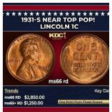 1931-s Lincoln Cent Near Top Pop! 1c ms66 rd SEGS