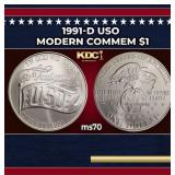 1991-d USO Modern Commem Dollar $1 ms70 SEGS