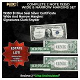 1935D $1 Blue Seal Silver Certificate Wide & Narro