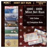 1990-1999 Full Decade Mint Set Run - 128 Coins, 10