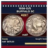 1938-d/s Buffalo Nickel 5c ms67 SEGS