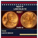 1927-p Lincoln Cent 1c Grades ms66 rd