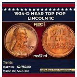 1934-d Lincoln Cent Near Top Pop 1c ms67 rd SEGS