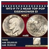 1972-p Ty 2 Eisenhower Dollar Near Top Pop $1 ms66
