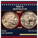 1920-d Buffalo Nickel 5c ms63 USCG