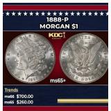 1888-p Morgan Dollar $1 Grades ms65+