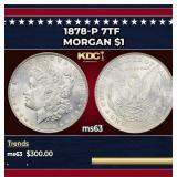 1878-p 7tf Morgan Dollar $1 Grades ms63