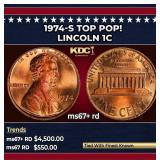 1974-s Lincoln Cent TOP POP! 1c ms67+ rd SEGS