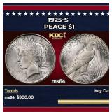 1925-s Peace Dollar $1 Grades ms64