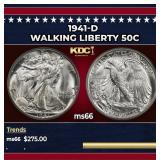1941-d Walking Liberty Half Dollar 50c Grades ms66