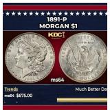 1891-p Morgan Dollar $1 Grades ms64