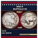 1916-p Buffalo Nickel 5c Grades ms65