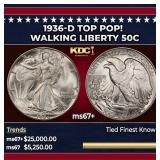 1936-d Walking Liberty Half Dollar TOP POP! 50c ms