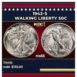 1942-s Walking Liberty Half Dollar 50c Grades ms66