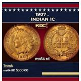 1907 Indian Cent . 1c Grades ms64 rd