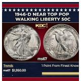 1946-d Walking Liberty Half Dollar Near Top Pop 50