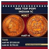 1905 Indian Cent TOP POP! 1c ms67 rd SEGS