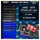 1968-1979 Proof Set Run 67 Coins 12 Complete Sets