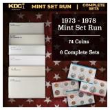 1973-1978 Mint Set Run 74 Coins 6 Complete Sets Co