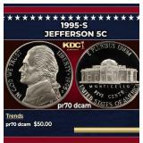 1995-s Proof Jefferson Nickel 5c pr70 dcam SEGS