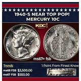1940-s Mercury Dime Near Top Pop! 10c ms67+ fsb SE