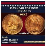1903 Indian Cent Near Top Pop! 1c ms66+ rd SEGS